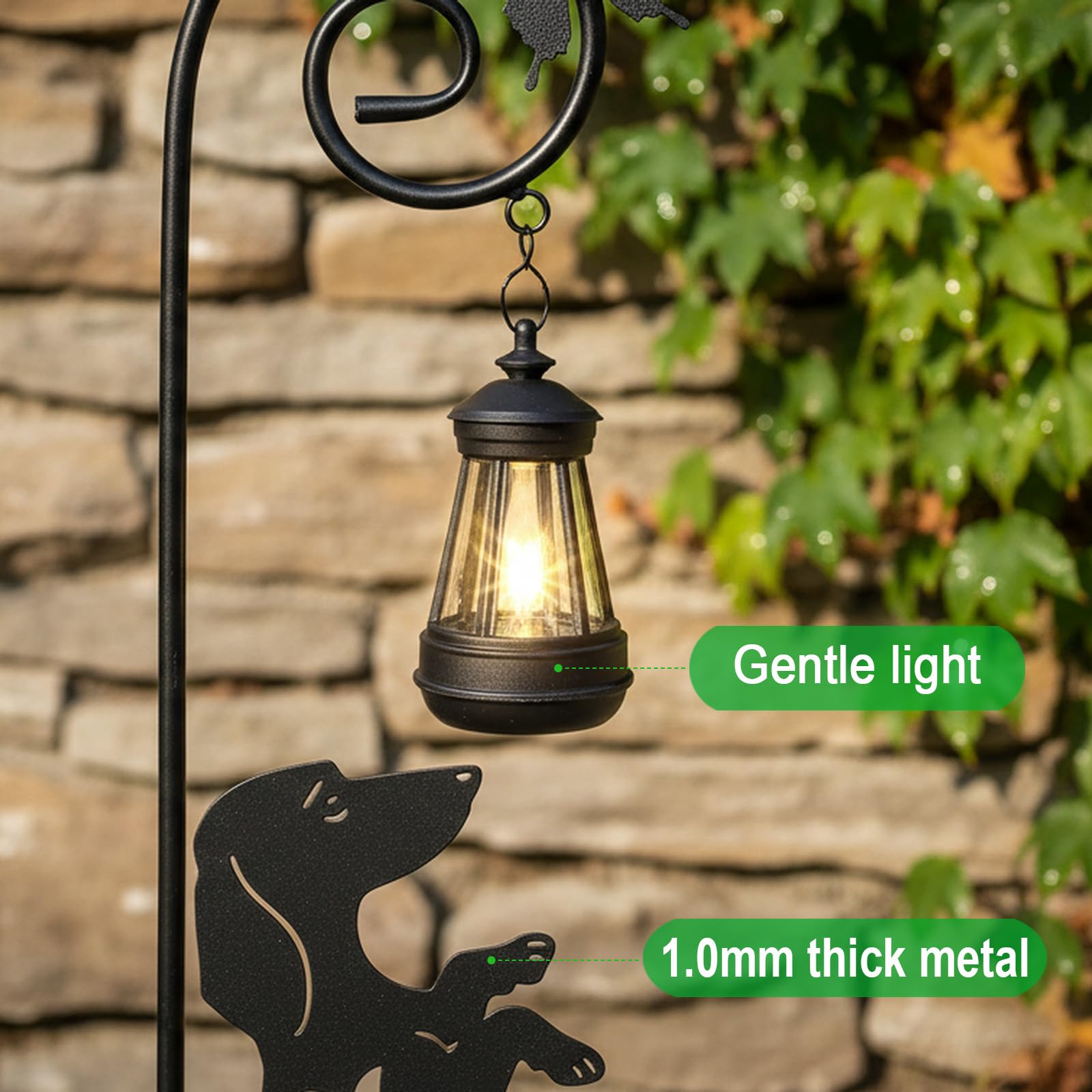 YY Gardenia lantern detail showing weather-resistant finish and LED warmth