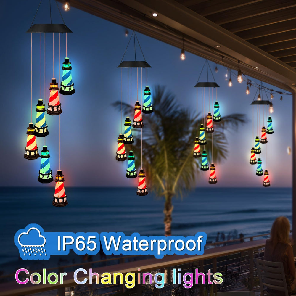 YY Gardenia lighthouse hanging in garden adding ambient decor and light