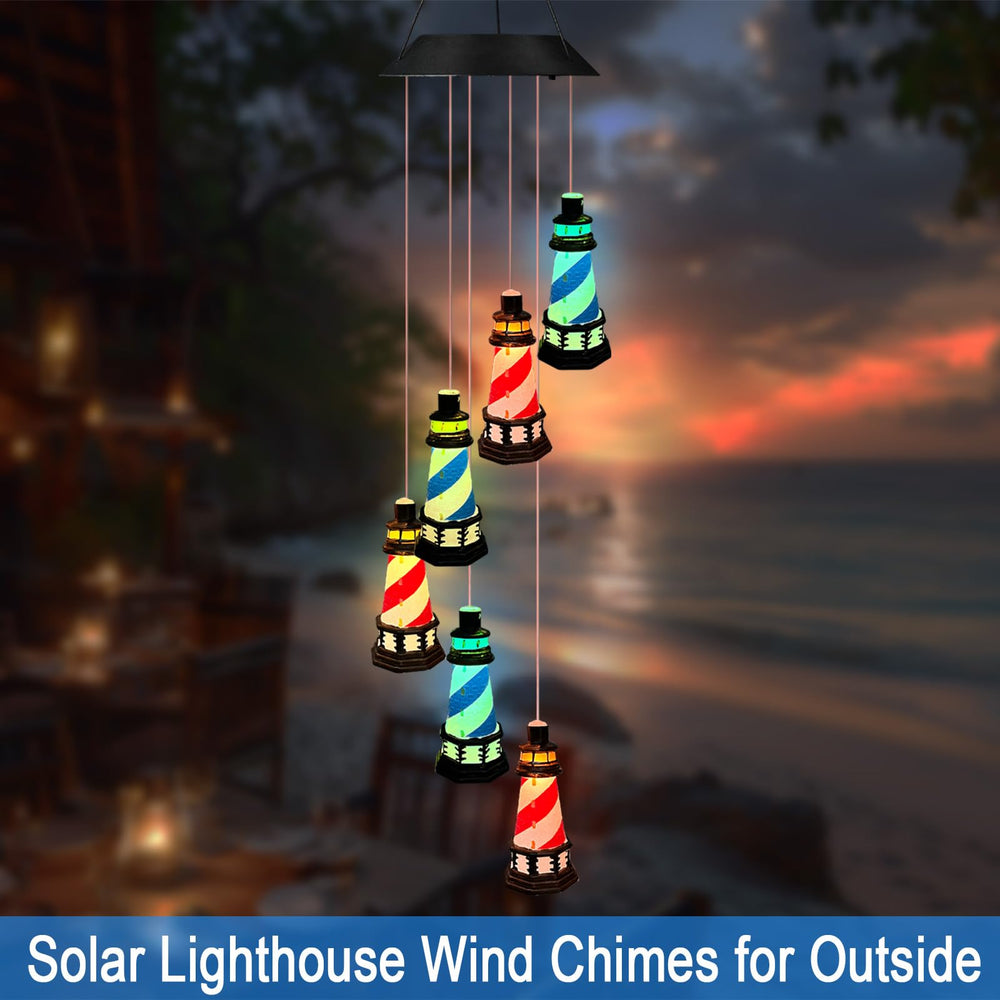 YY Gardenia lighthouse at night displaying color-changing LED glow