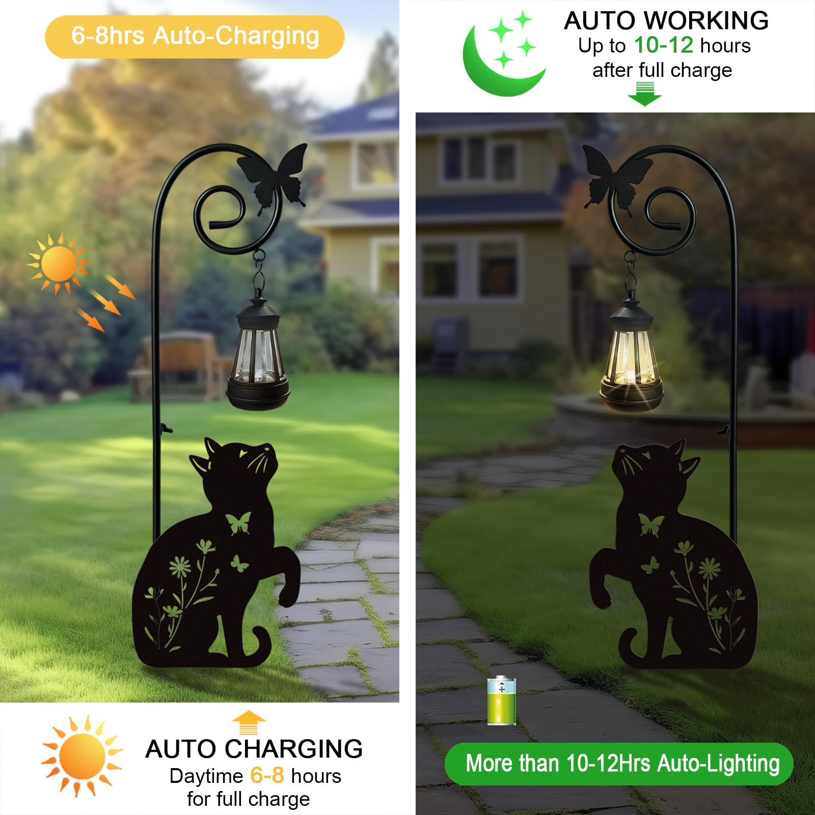YY Gardenia close-up of metal cat silhouette shows durable finish and style