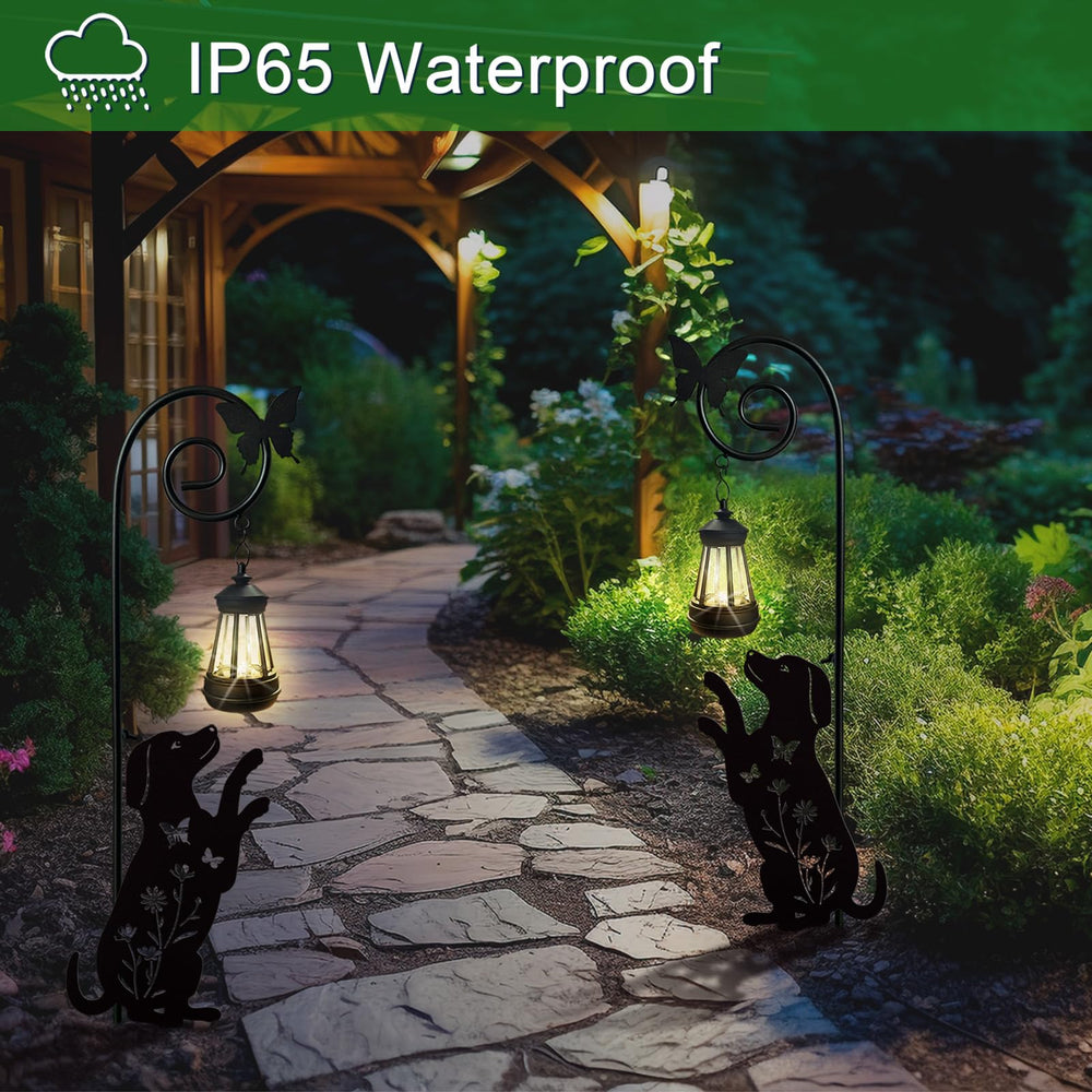 YY Gardenia beagle stake installed along pathway providing safe night glow
