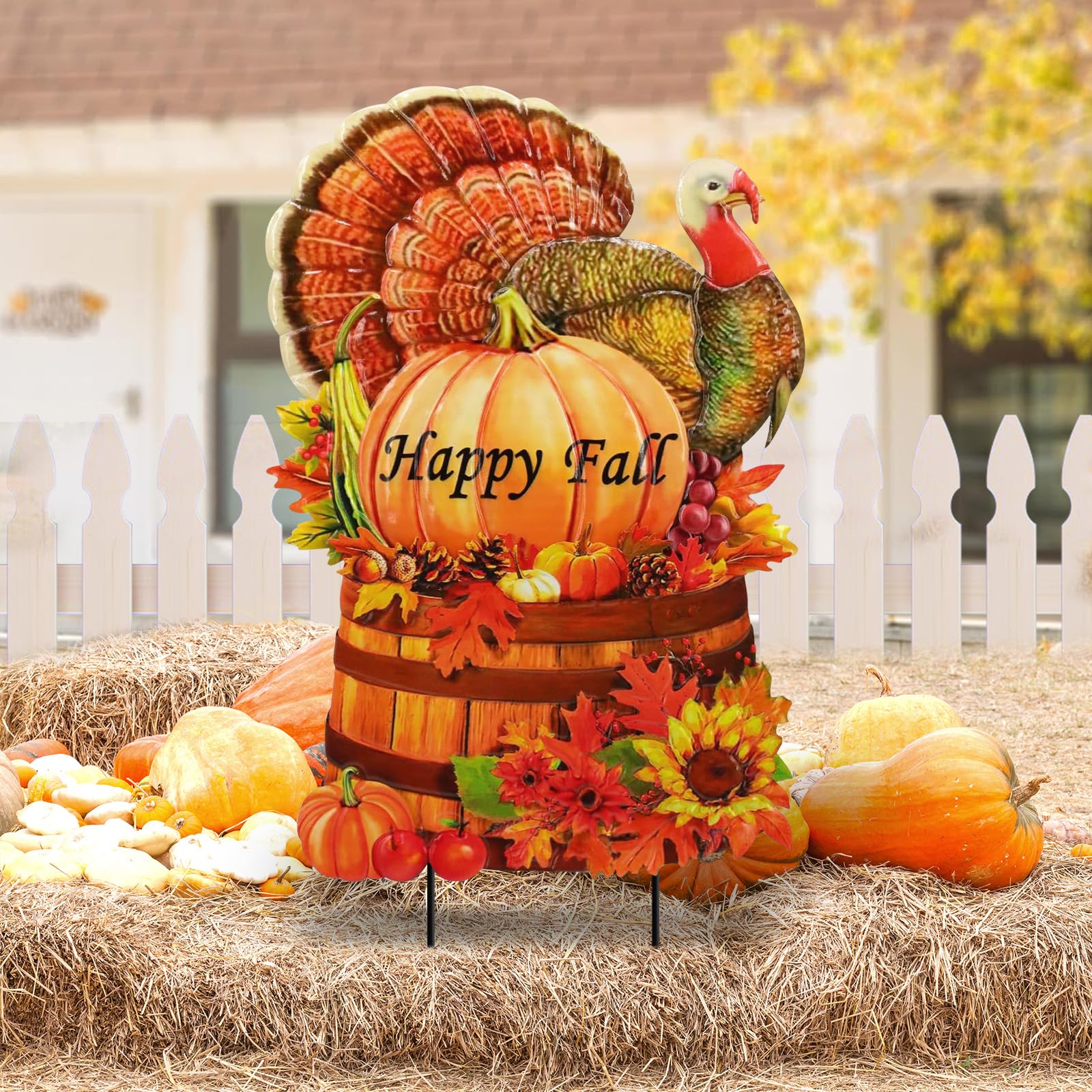 YY Gardenia front view turkey stake adding seasonal curb appeal