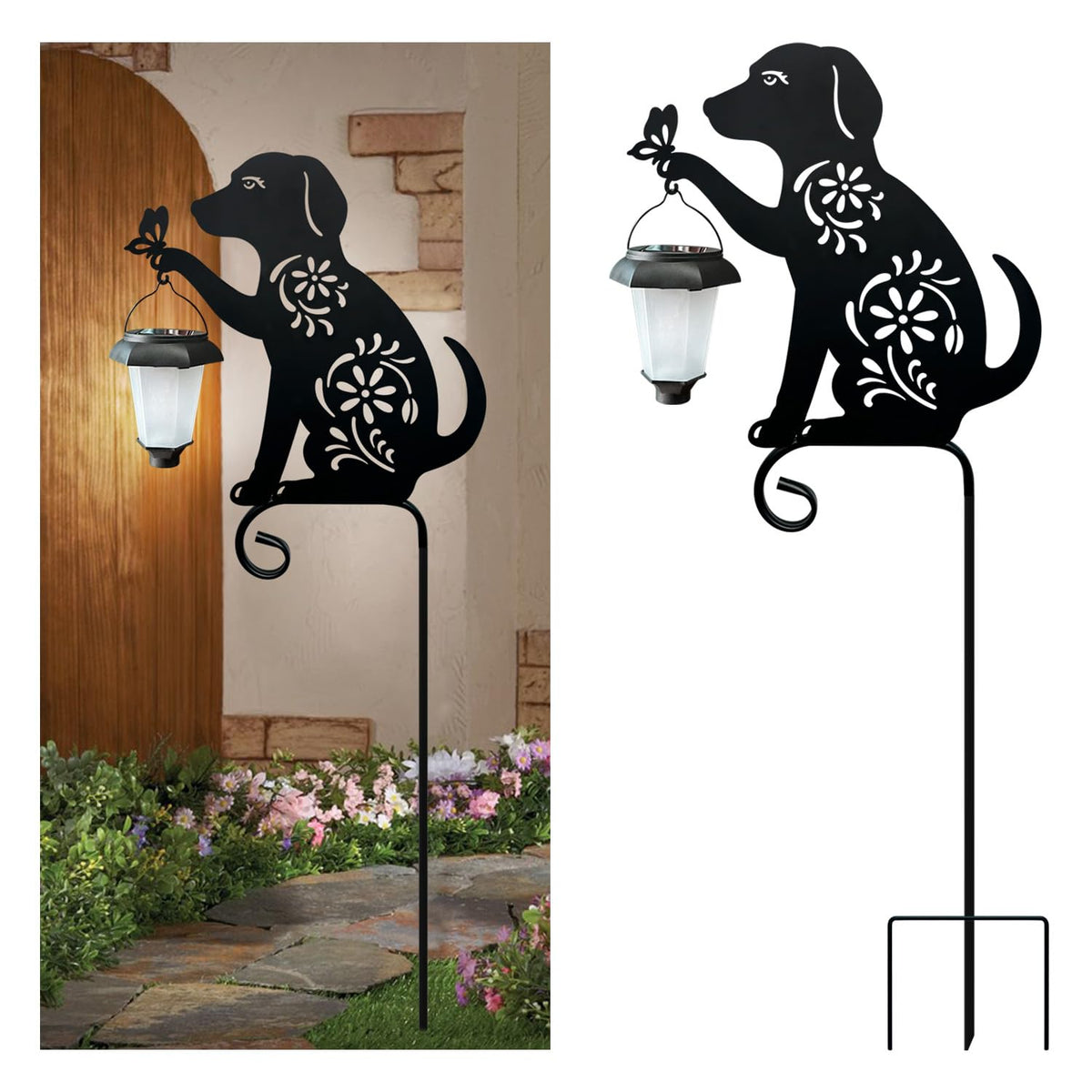 YY-Ladybug front view of dog stake showcasing decorative silhouette and durable finish