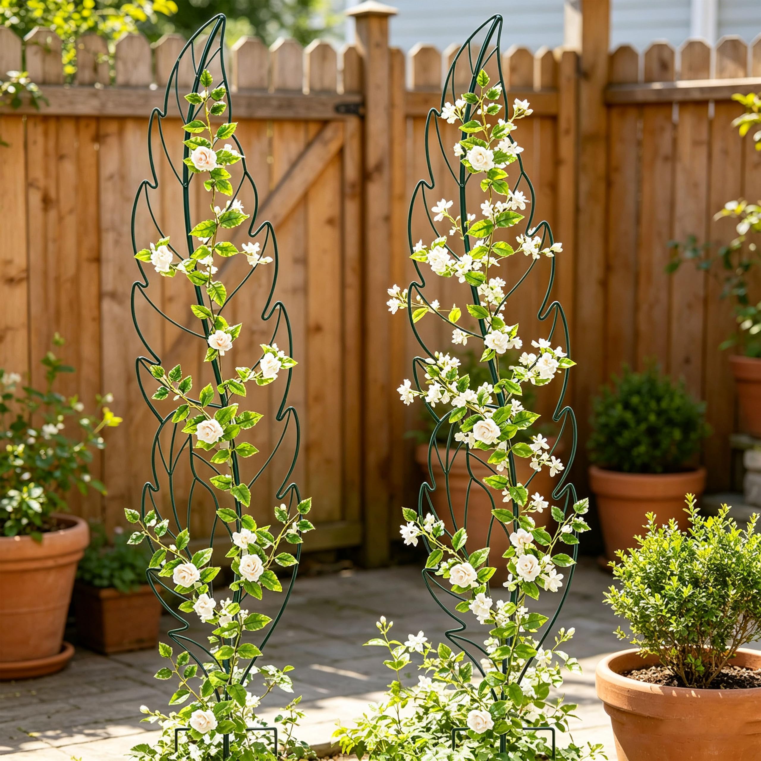YY-Ladybug trellis beside a ruler showing 56 inch height for scale