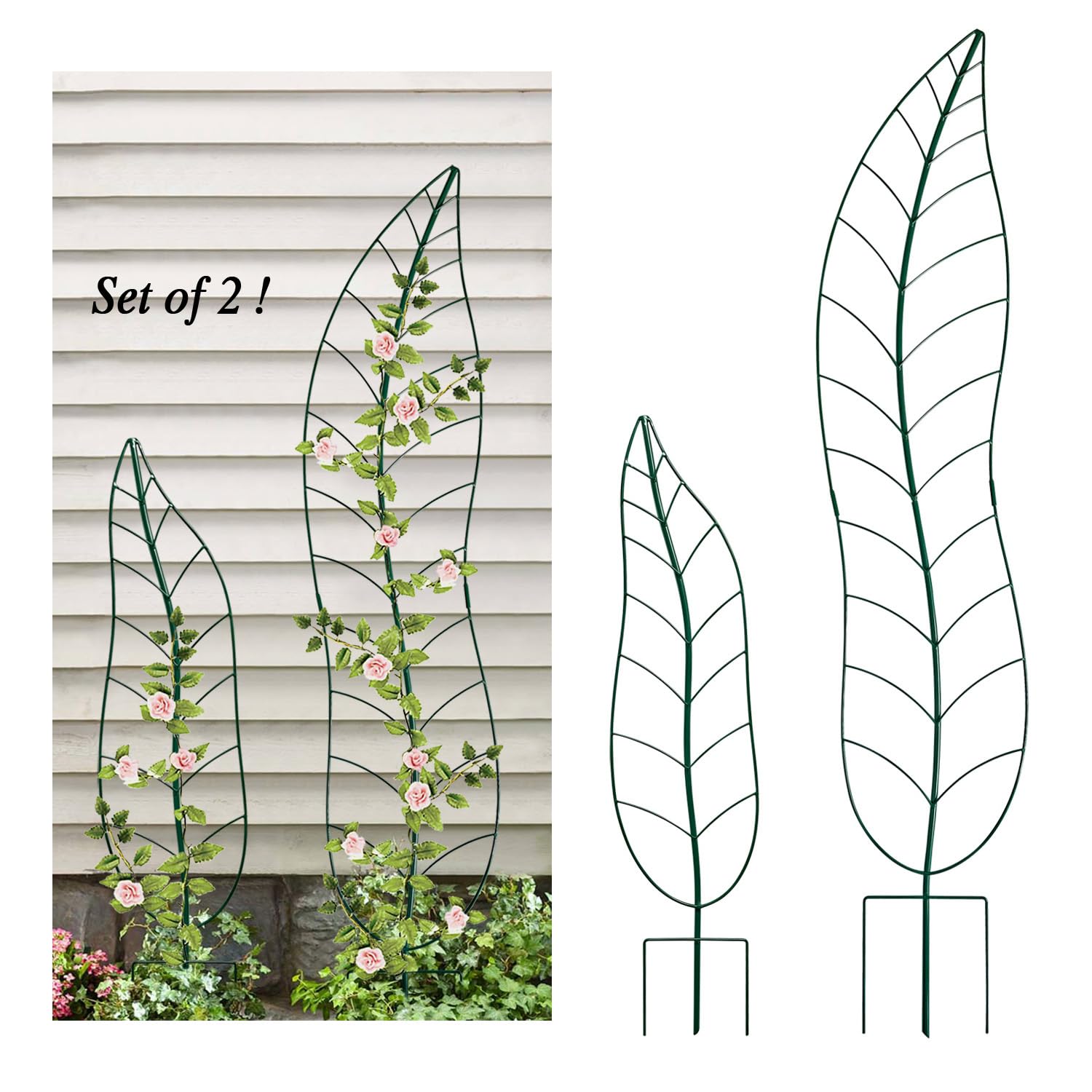YY-Ladybug front view of green leaf trellis showing full height and decorative shape