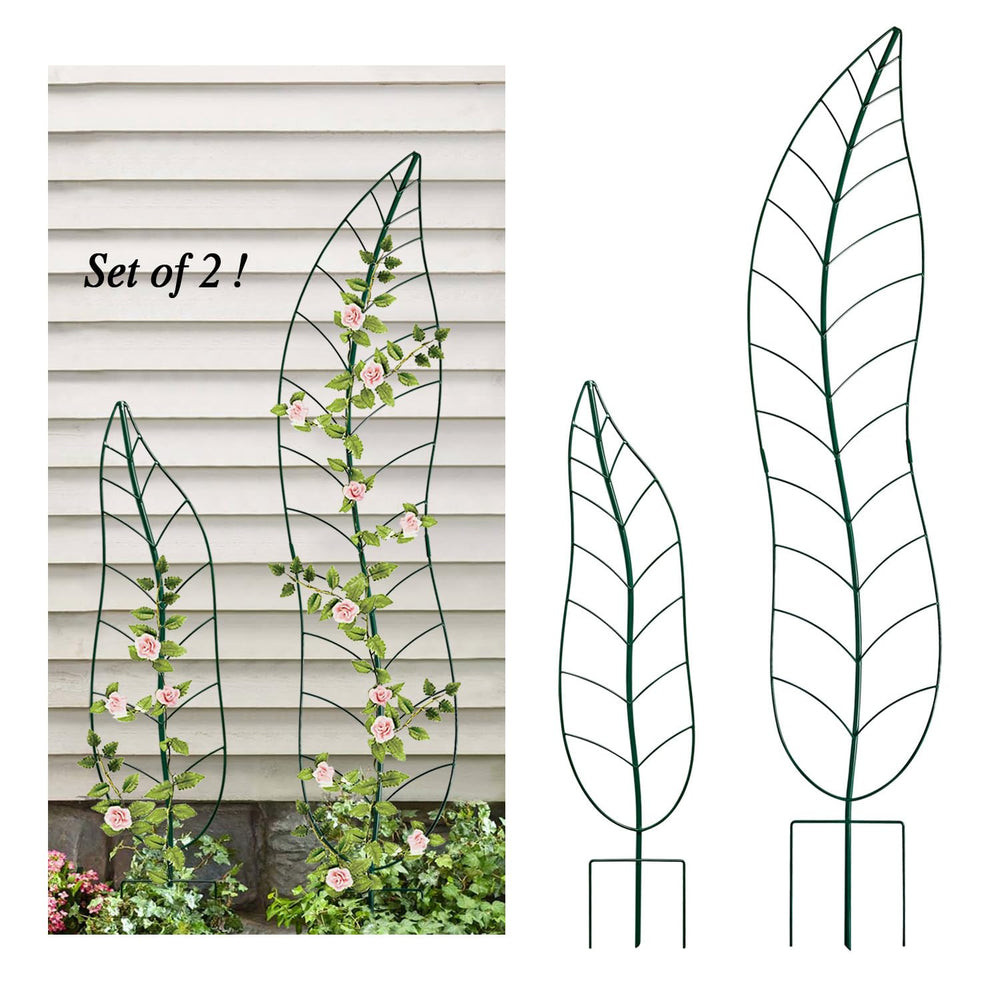YY-Ladybug front view of green leaf trellis showing full height and decorative shape