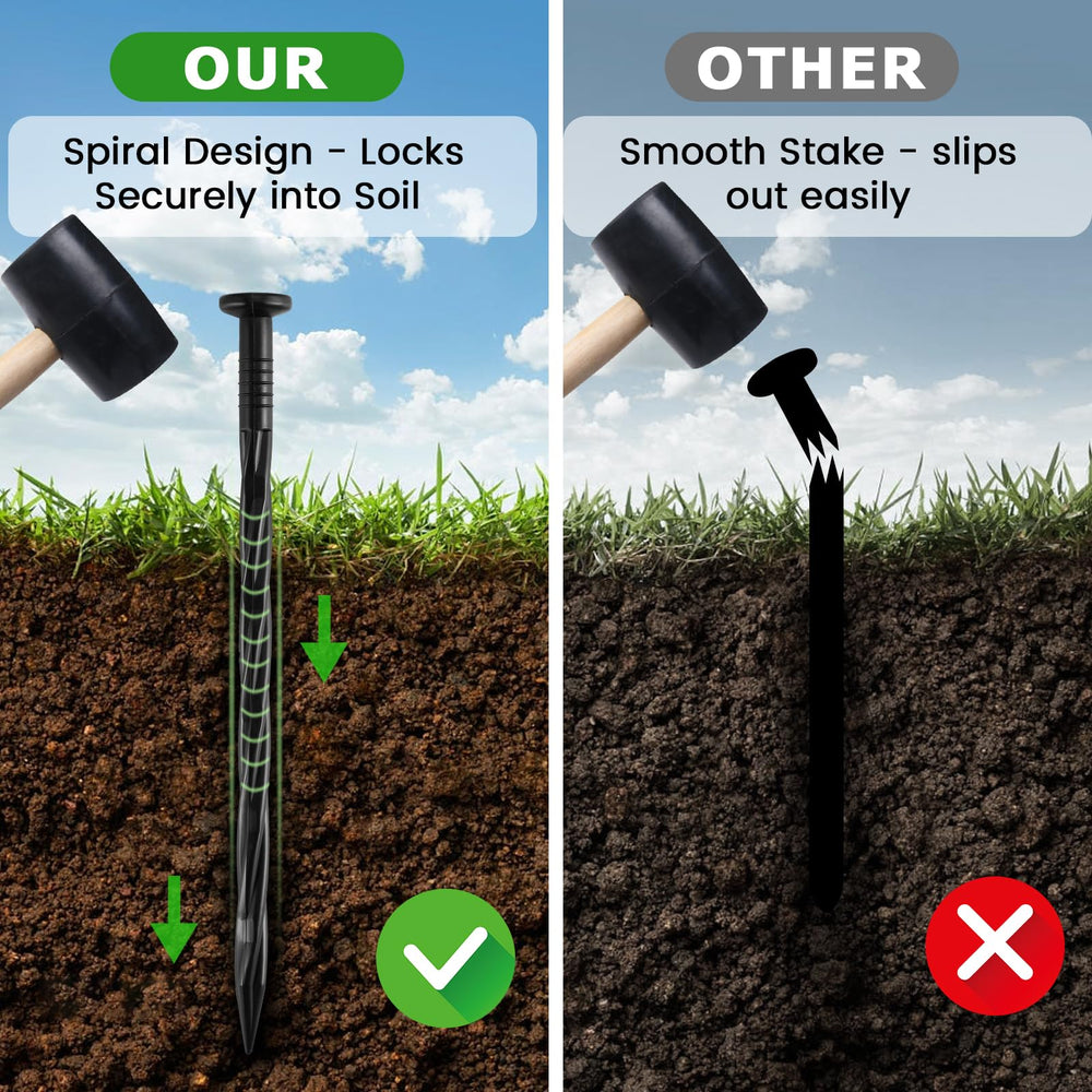 YYAYYA pointed tip penetrating soil for easier installation