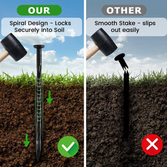 YYAYYA pointed tip penetrating soil for easier installation