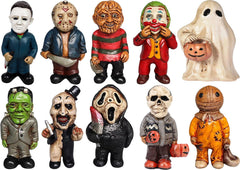 YYPLIAN front view of ten horror gnome figurines showing variety and spooky charm