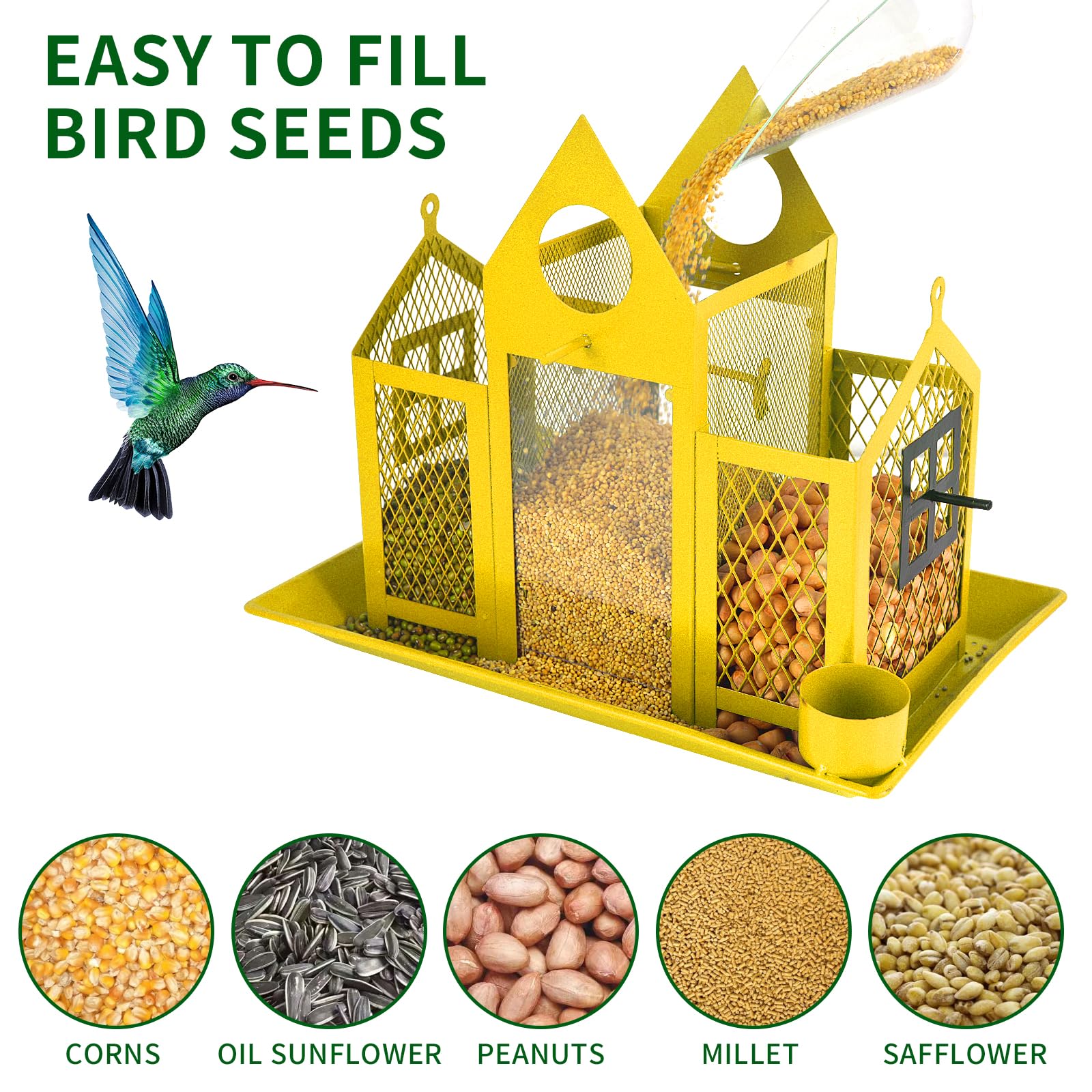 YYWMWM feeder in garden setting attracting birds benefit of enhancing outdoor ambiance