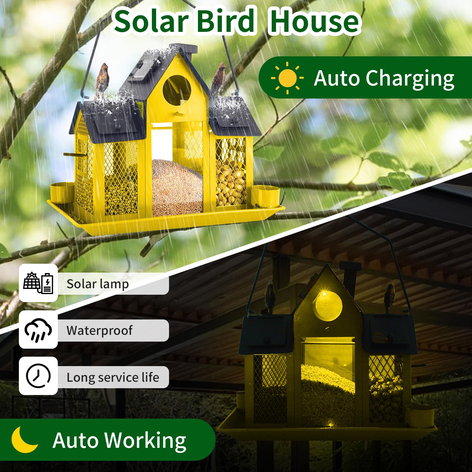YYWMWM solar panel top view with LED light benefit of automatic nighttime illumination