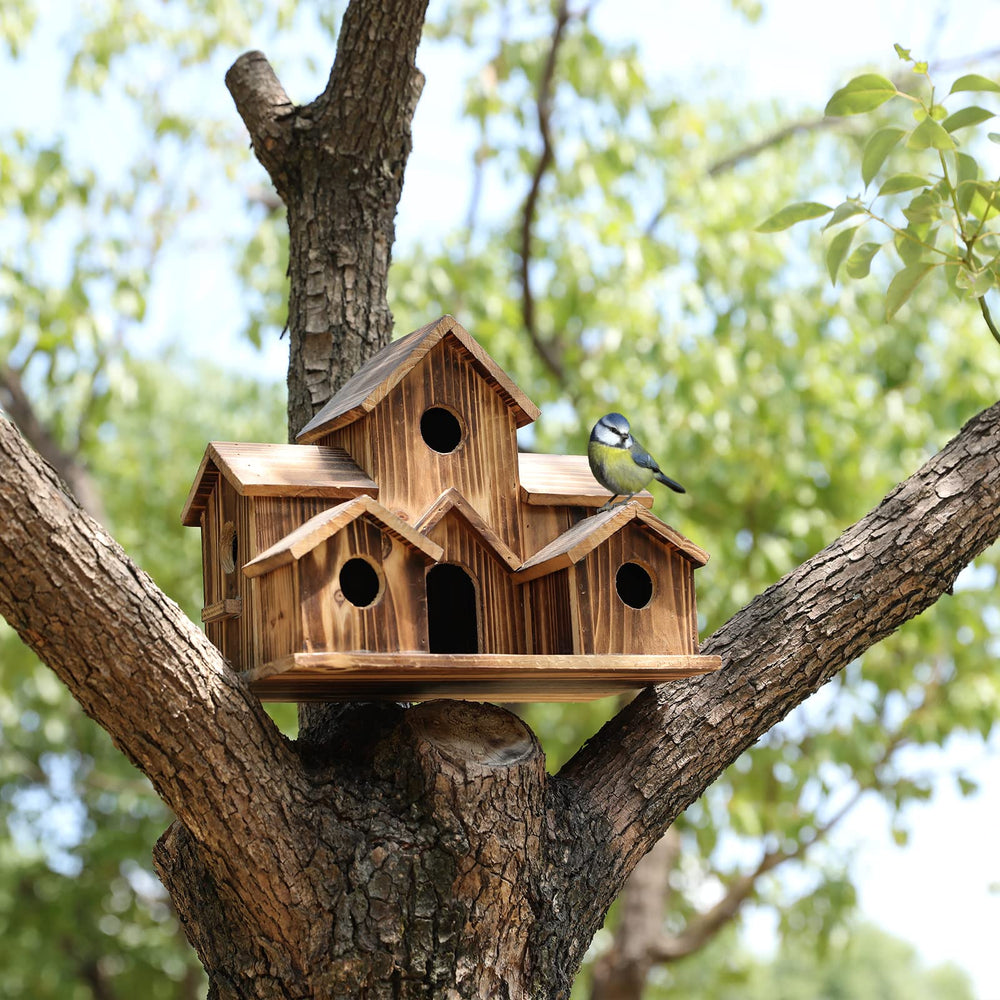 YYYUAN birdhouse hung in garden setting adding charm and wildlife appeal