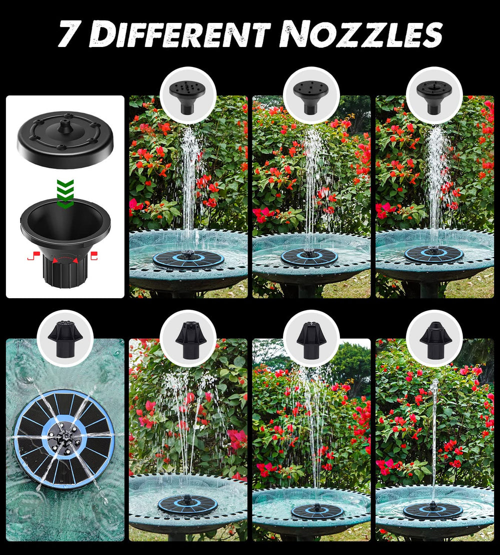 Yzert floating fountain installed in bird bath demonstrating motion and wildlife attraction