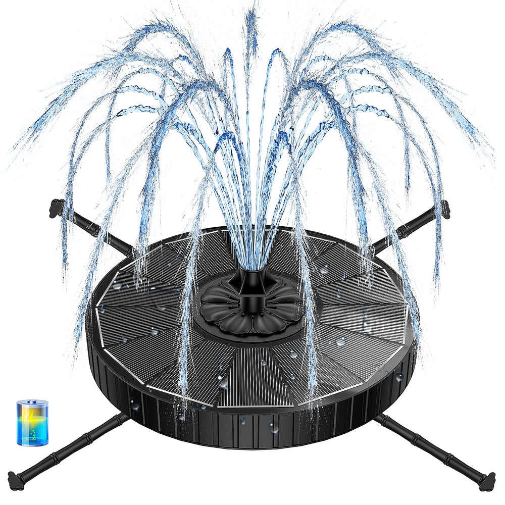 Yzert fountain front view showing pump and glass panel benefit: weather-resistant design
