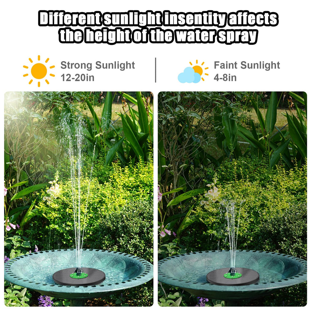 Yzert fountain floating in birdbath attracting birds and enhancing outdoor ambiance