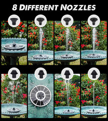 Yzert fountain nozzles layout demonstrating eight spray-style options for variety