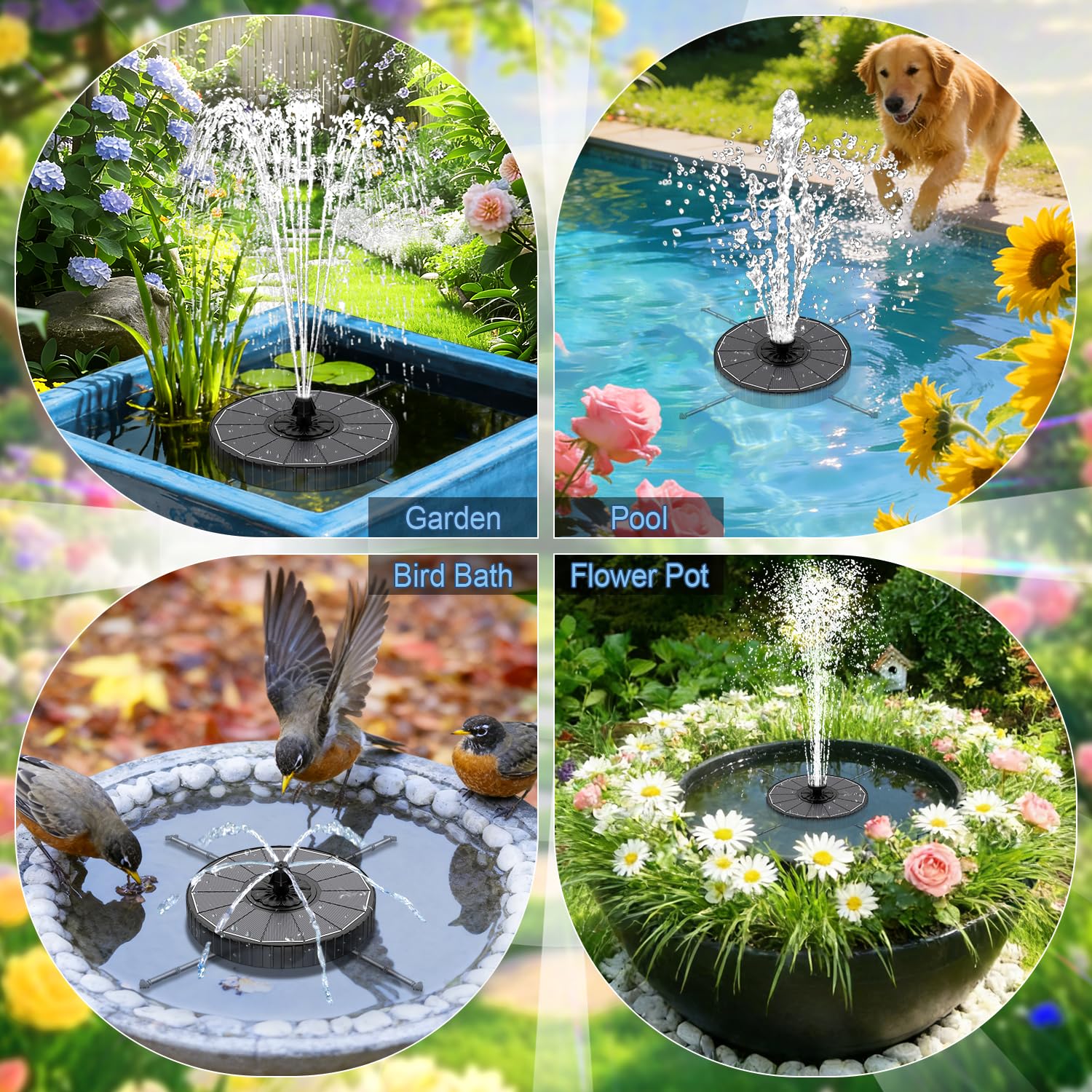 Yzert fountain next to a hand for scale showing compact footprint benefit