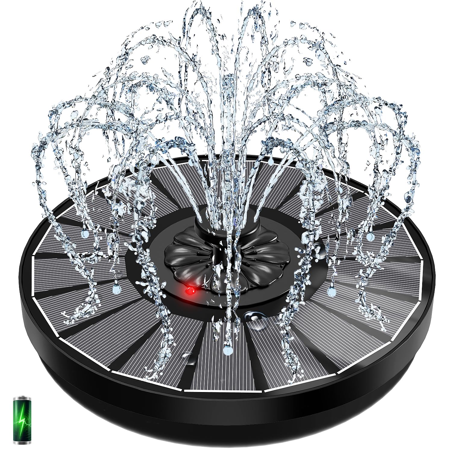 Yzert front view of floating fountain showing whole unit and spray benefit