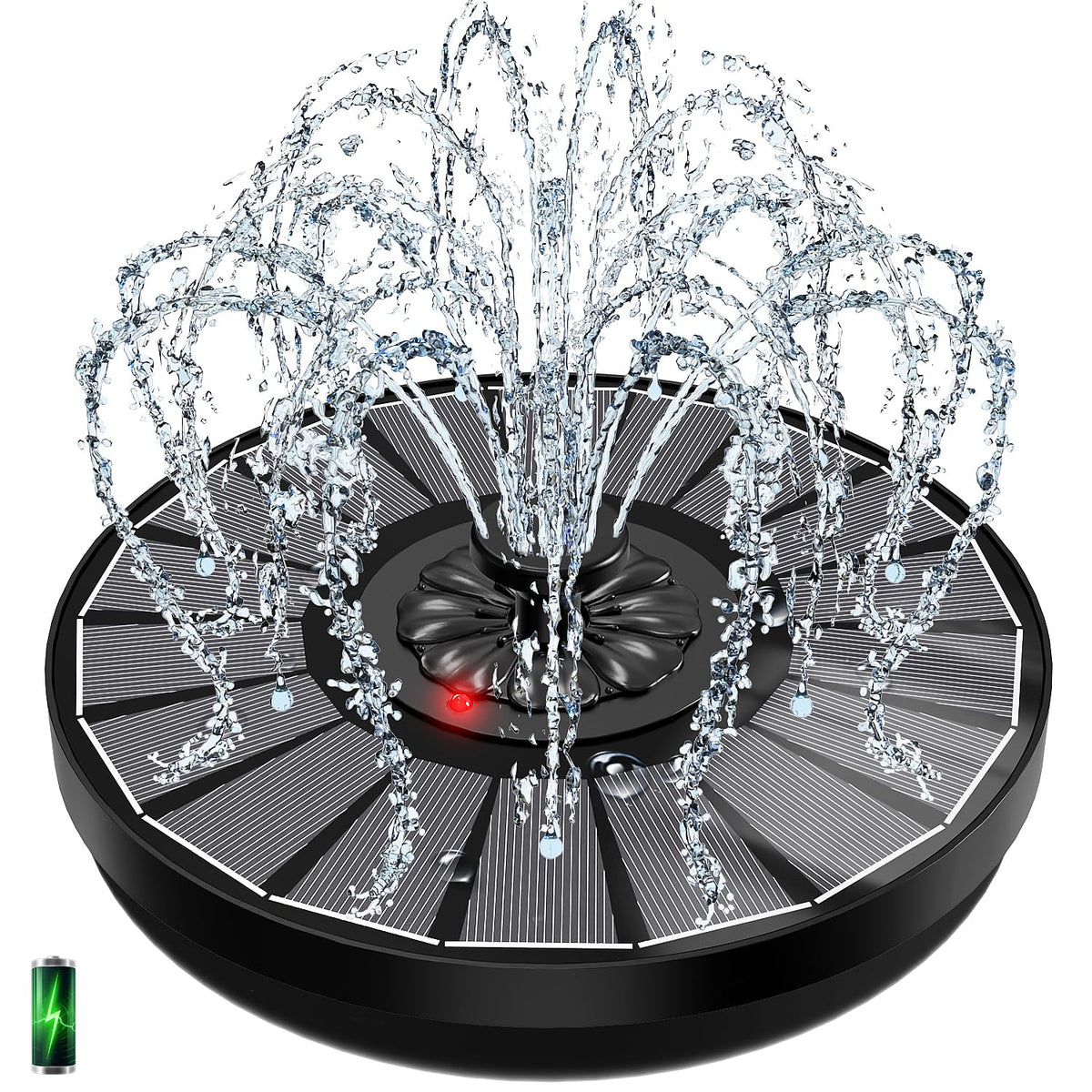 Yzert front view of floating fountain showing whole unit and spray benefit