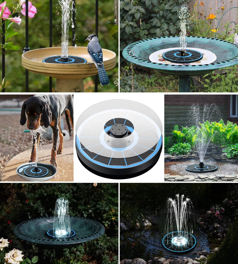 Yzert fountain beside a hand for scale showing compact 6.3-inch floating size