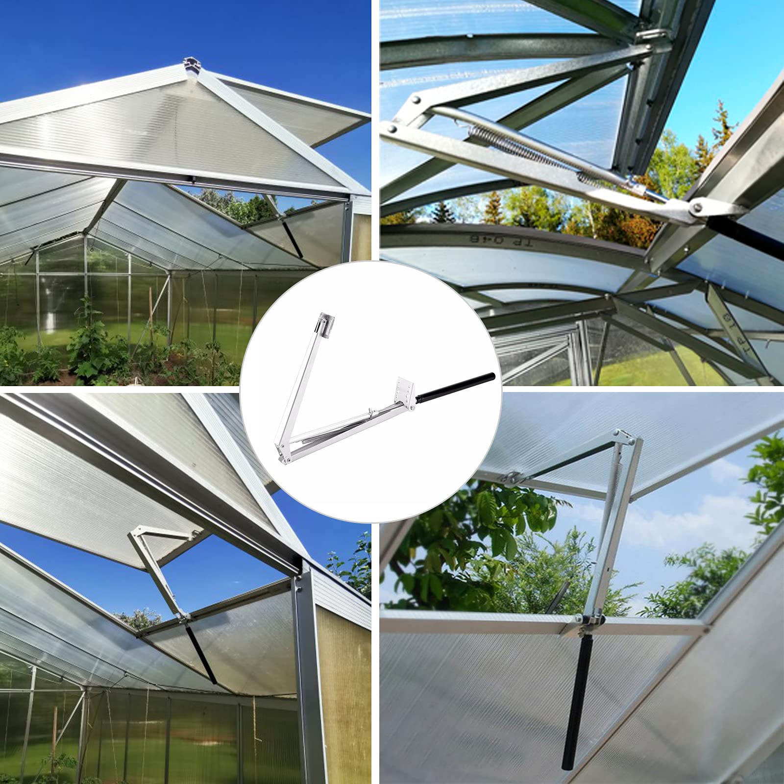 Yziixi opener inside greenhouse with plants benefiting from automatic ventilation