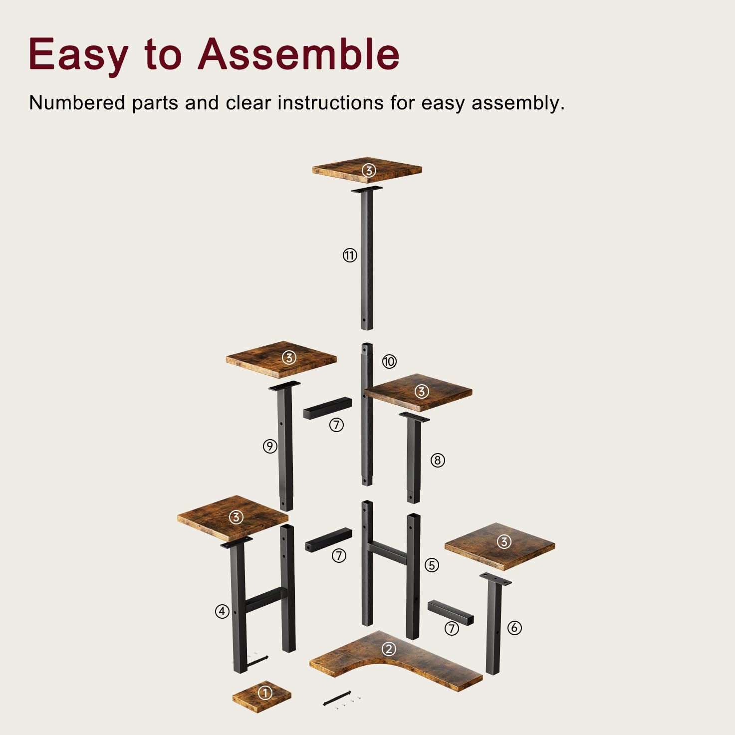 Yzosvki laid out parts and tools included for easy assembly guidance