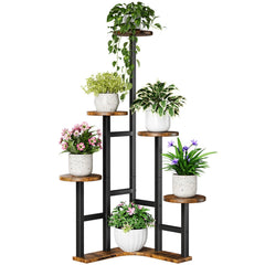 Yzosvki front view corner plant stand showing six-tier organization and space saving