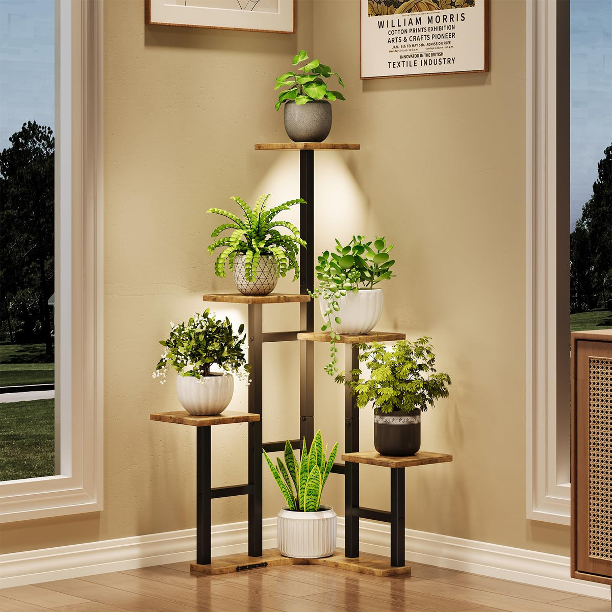 Yzosvki front view corner plant stand showcasing space-saving design and stability