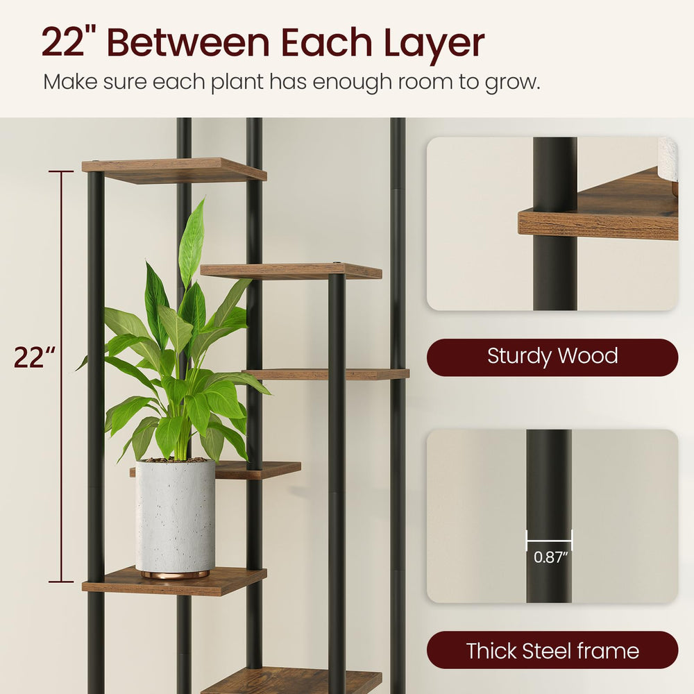 Yzosvki side view highlighting staggered tiers for varied pot sizes and airflow