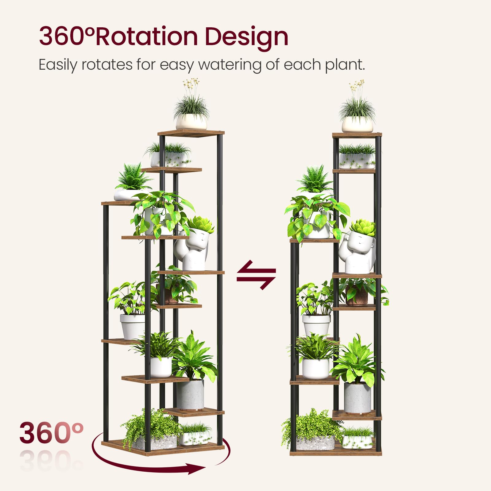 Yzosvki top-to-bottom view showing shelf spacing to fit multiple plant heights