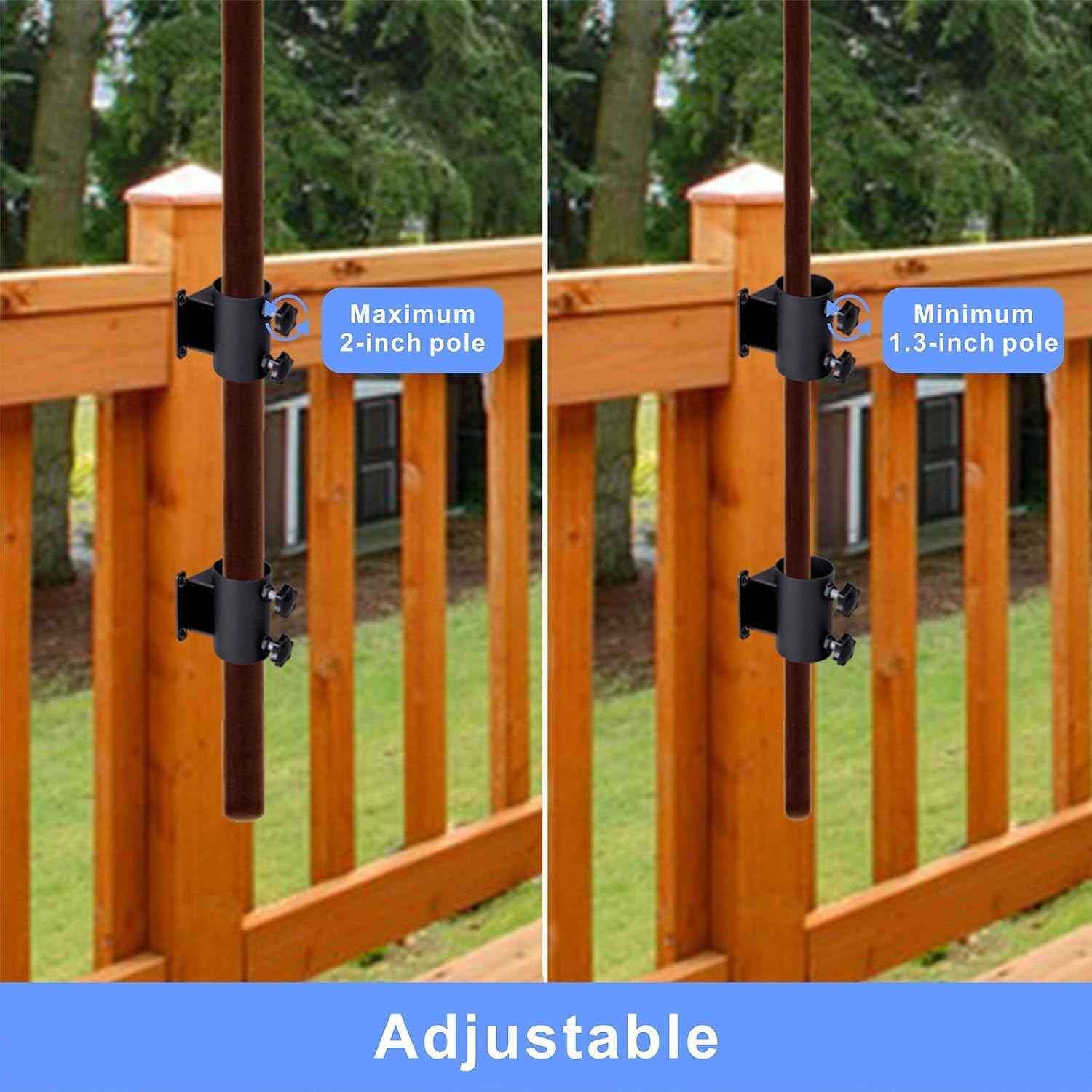 YZZHAJ clamp installed on balcony rail delivering instant hands-free shade