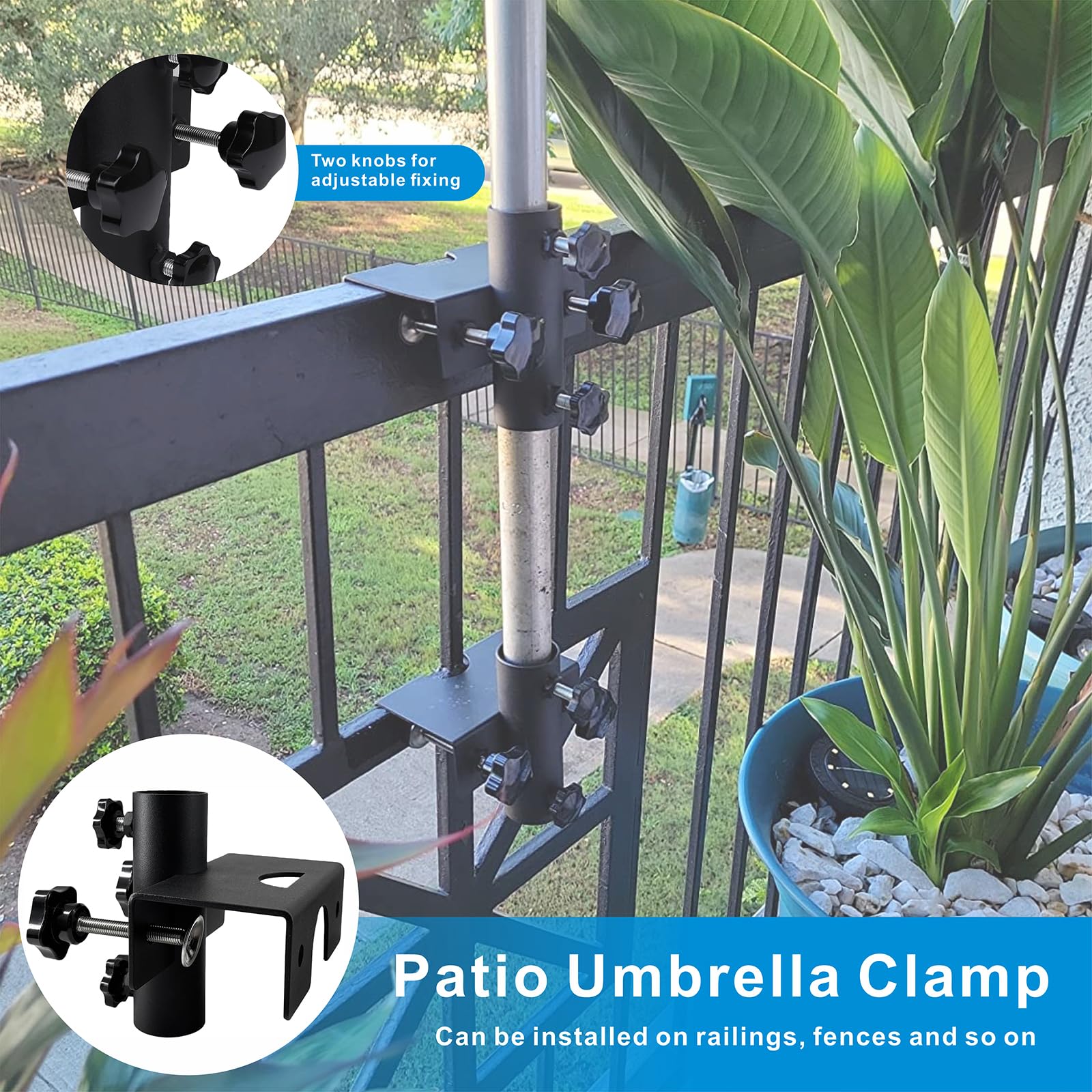 YZZHAJ clamp mounted on deck railing providing quick shade and stable hold