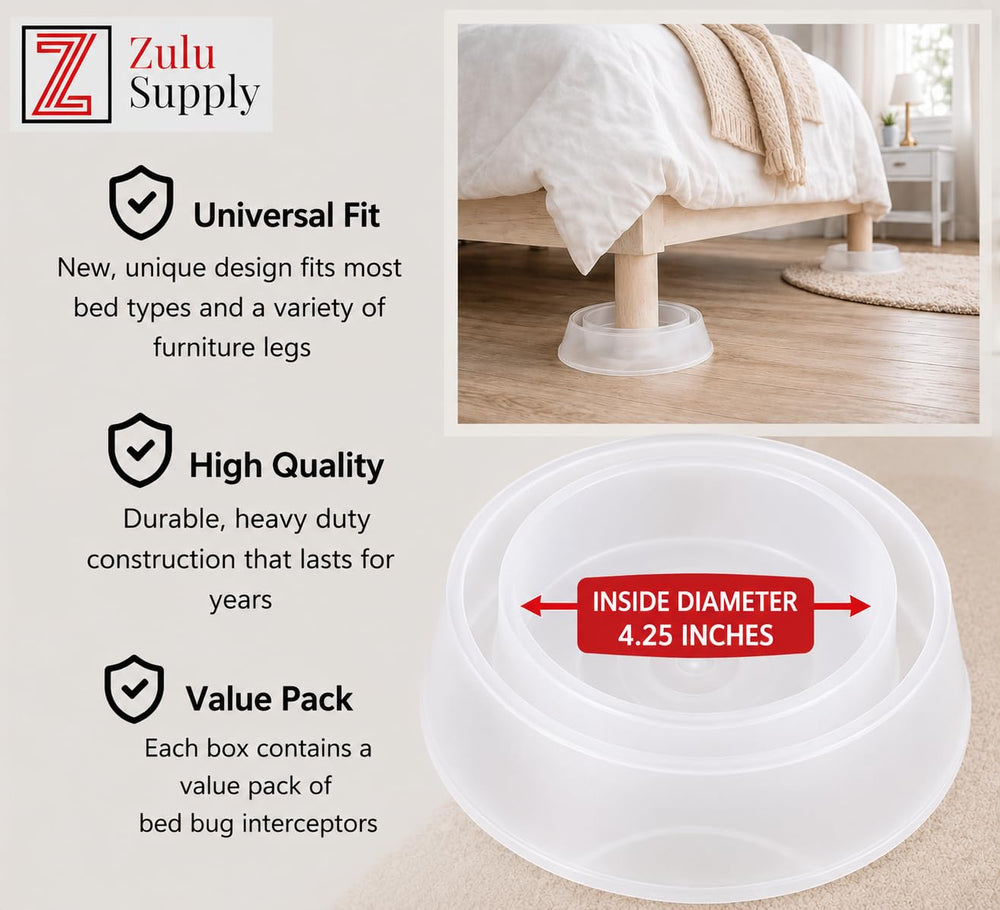 Z Zulu Supply interceptor placed under a bed leg demonstrating discreet early detection