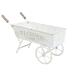 Z² BellaDecor front view of metal wagon planter showing vintage charm