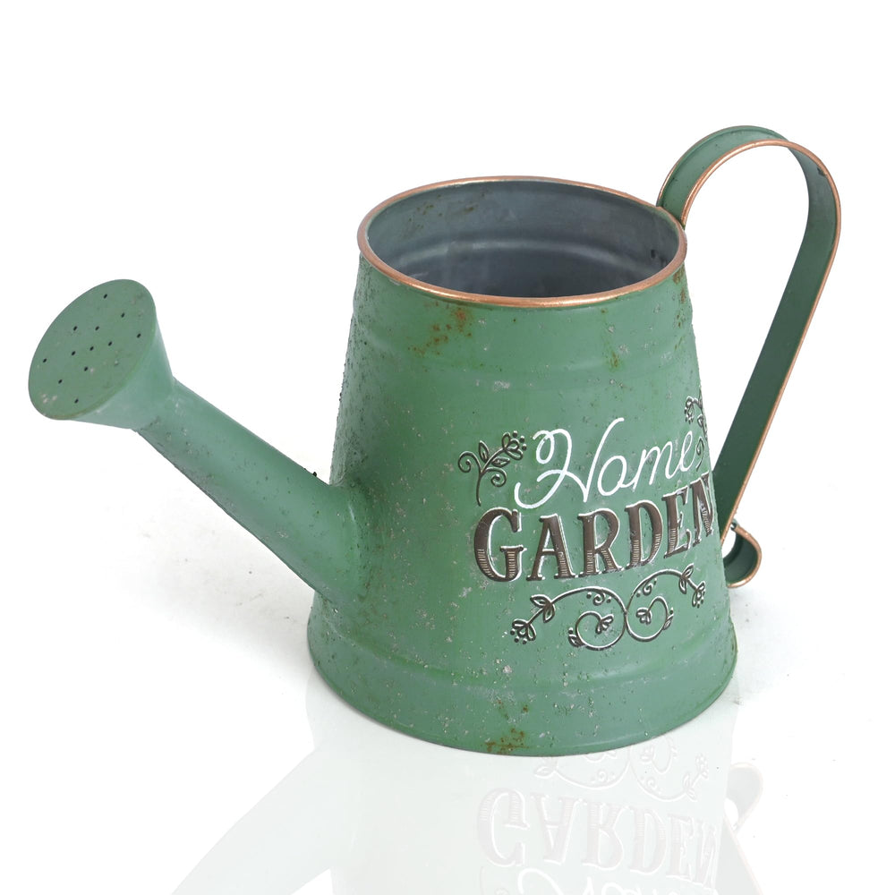Z² BellaDecor front view showing green metal can and vintage charm benefit: decor