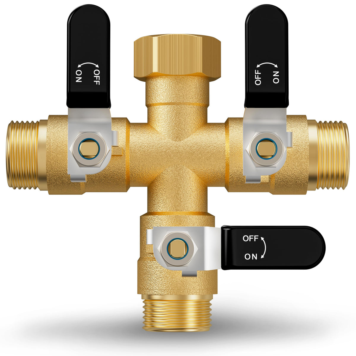ZaakWang front view splitter showing rugged brass body and three outlets for reliable multitasking
