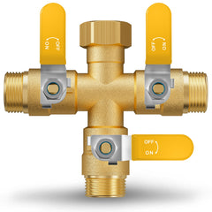ZaakWang front view showing three outlets and sturdy brass body for reliable splitting