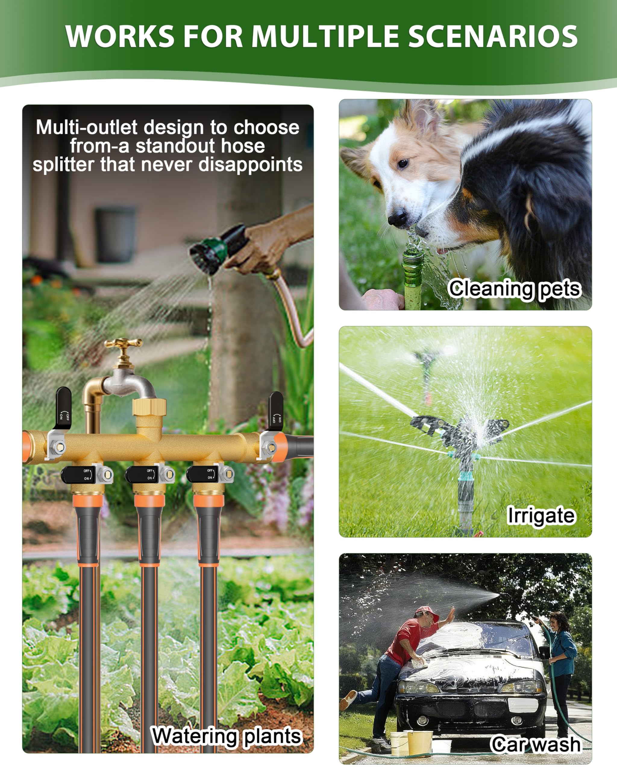 ZaakWang installed on outdoor faucet in garden setting showing practical use benefit: efficient watering setup