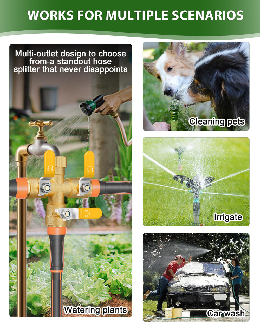ZaakWang lifestyle garden use showing multiple hoses active to save time