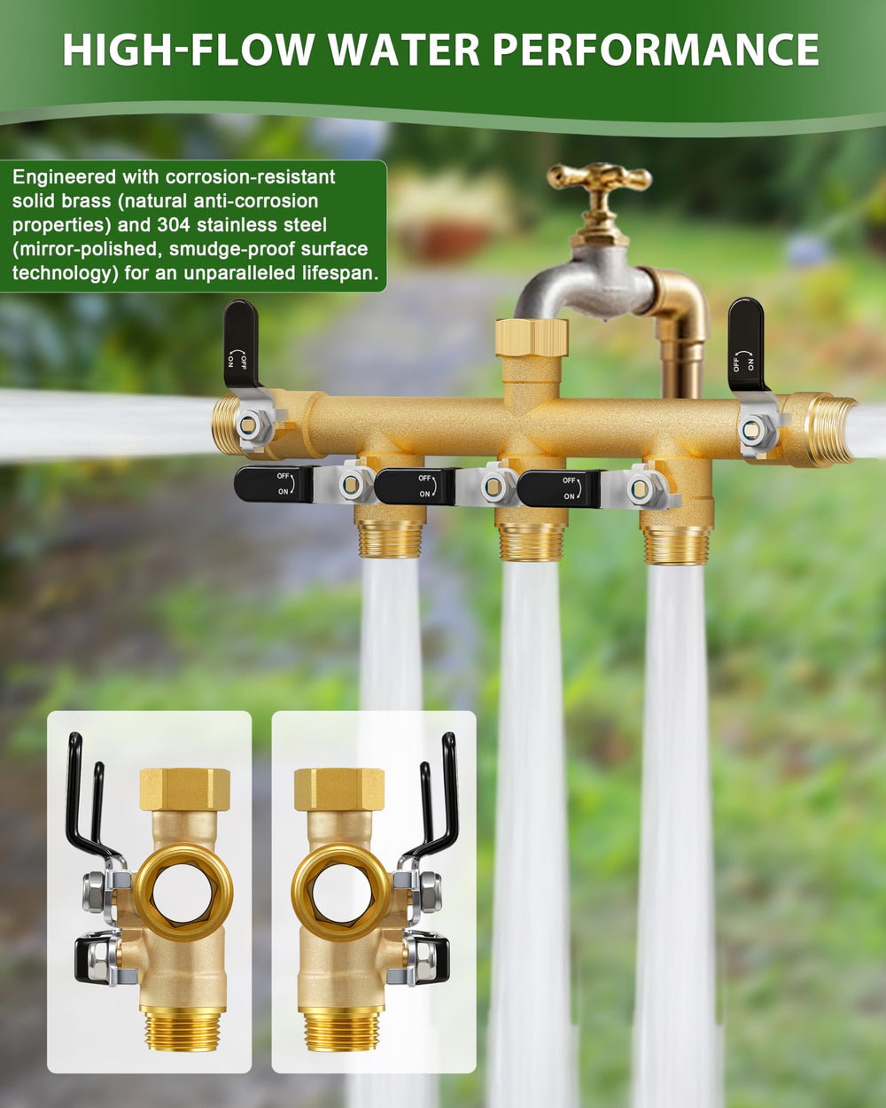 ZaakWang detailed metal handle and valve stem showing robust build benefit: long-lasting mechanical strength