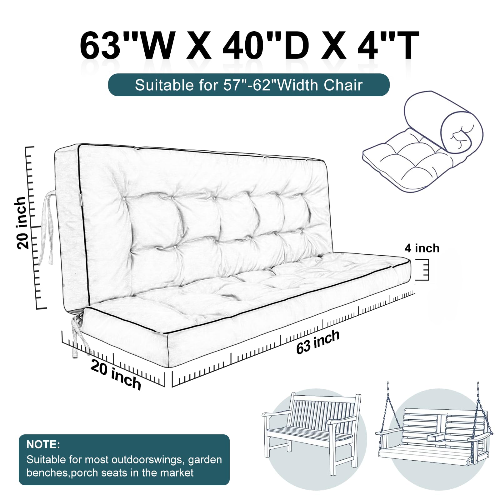 Zacammy cushion on porch swing in use adding comfort and visual refresh
