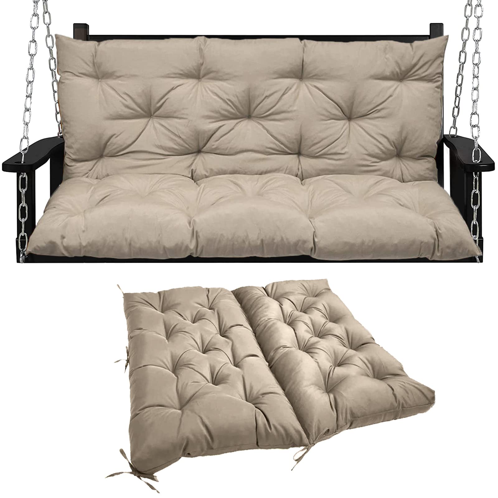 Zacammy front view on porch swing showing full coverage and neat finish