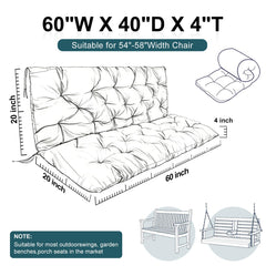 Zacammy cushion next to bench showing 60x40 inch size and fit