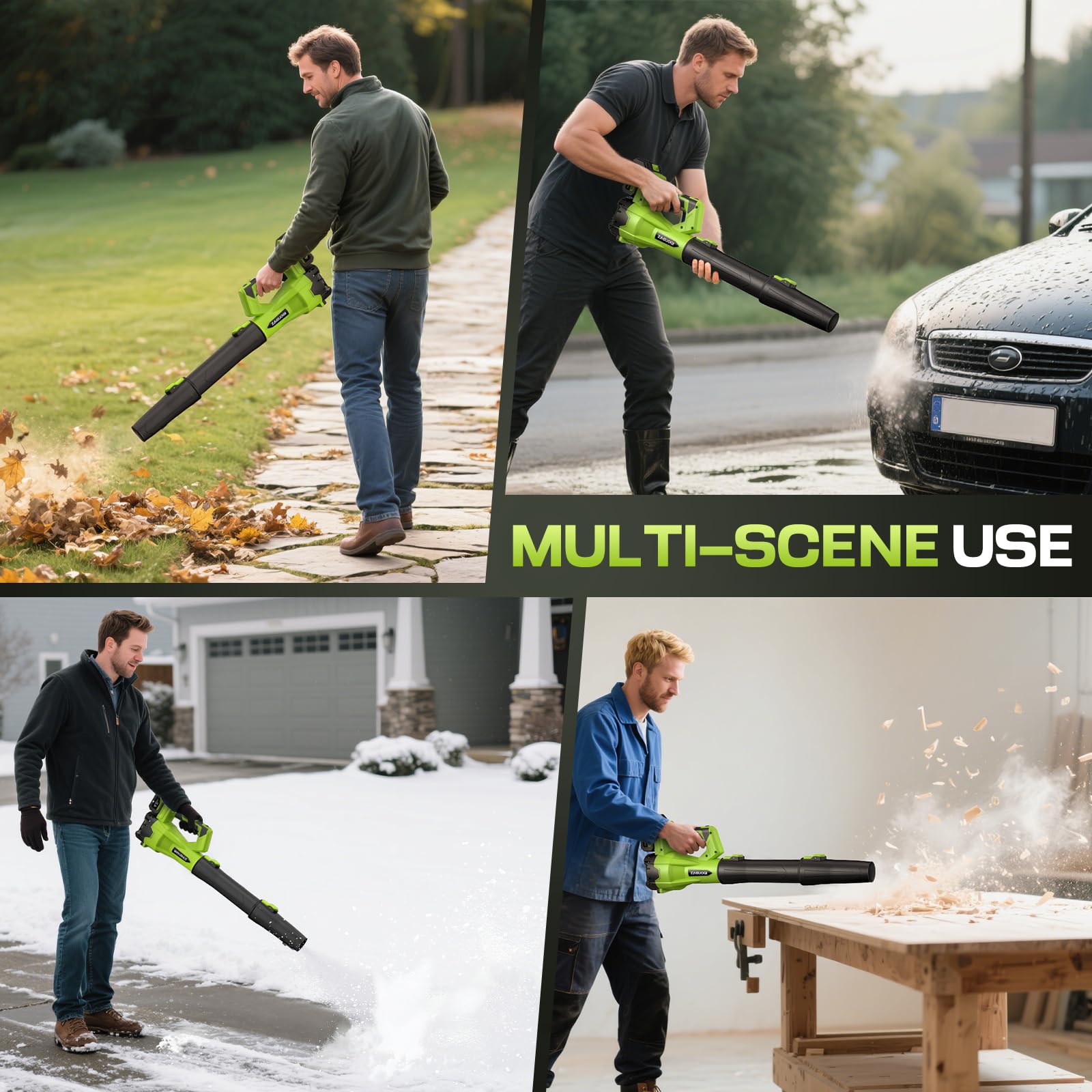 ZAGUOQI lifestyle patio cleanup scene showing cordless convenience