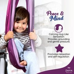 Zaiva swing mounted from ceiling demonstrating secure installation and safe use