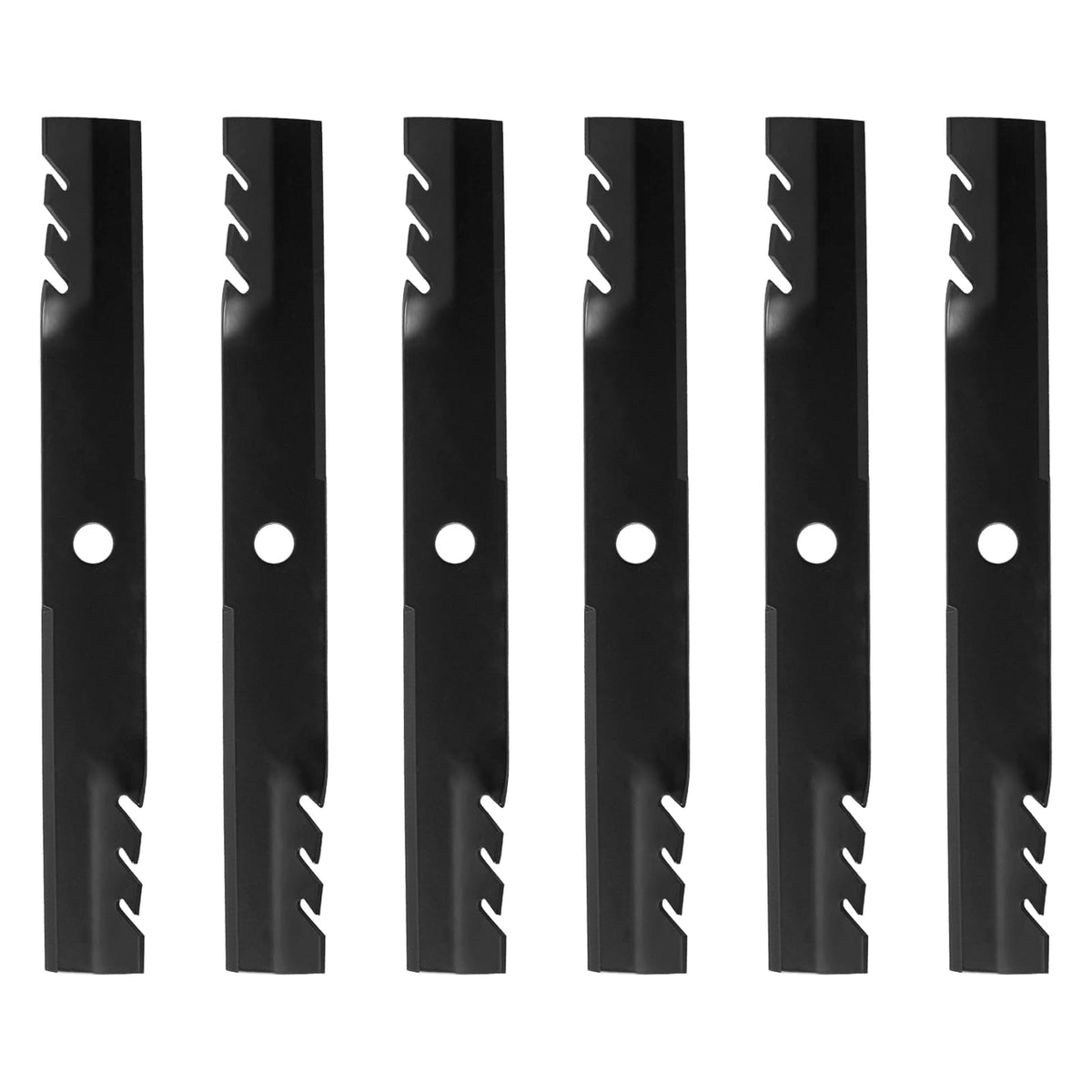 ZALANA toothed mulching blade front view showing serrated edge for finer clippings