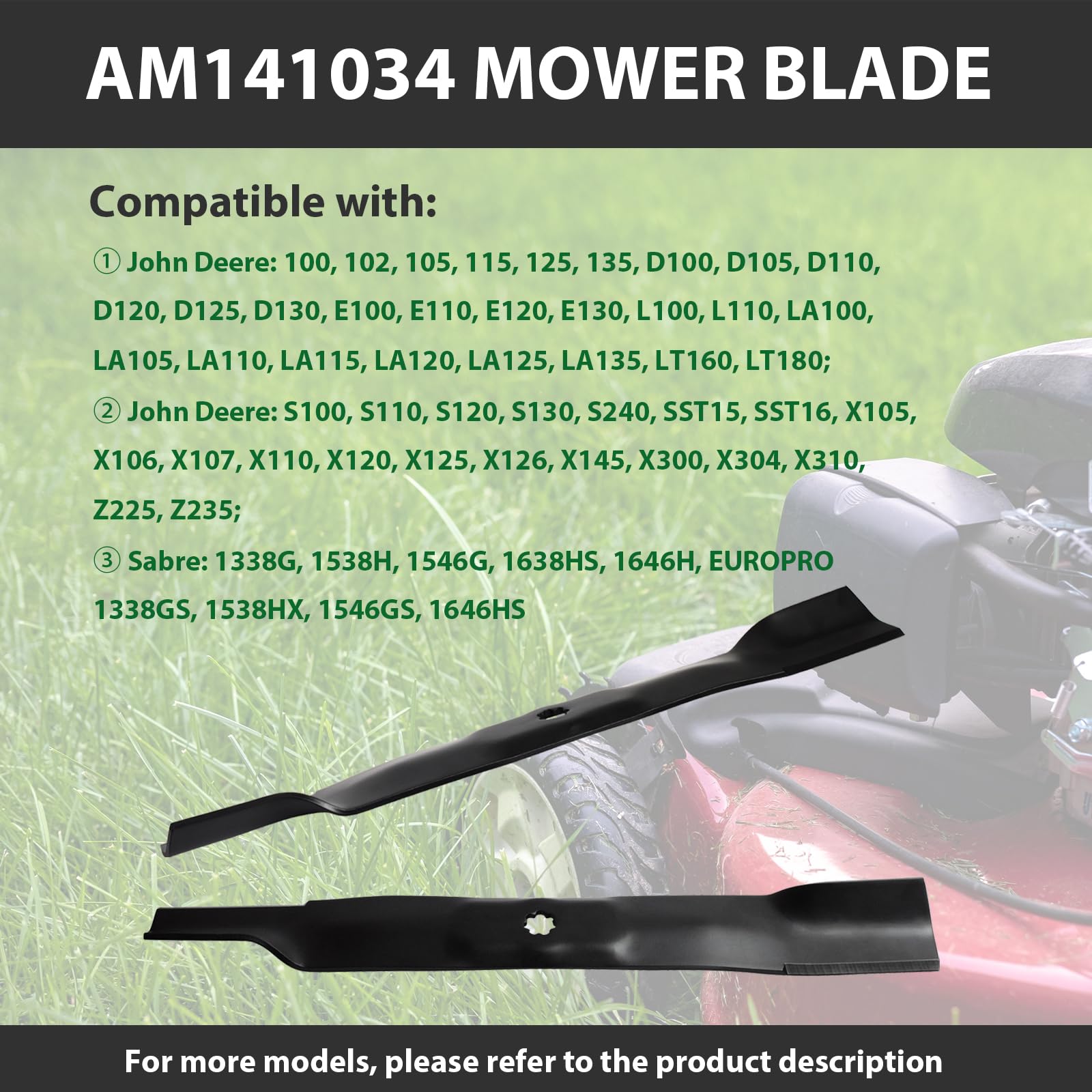 ZALANA blades on a riding mower in lawn setting for better bagging performance