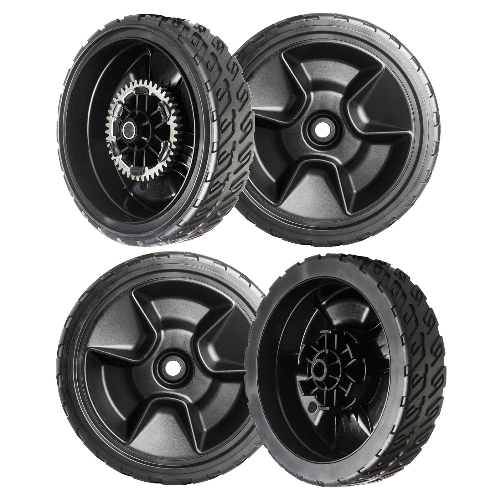 ZALANA front and rear wheels kit showing product and restoring mower mobility