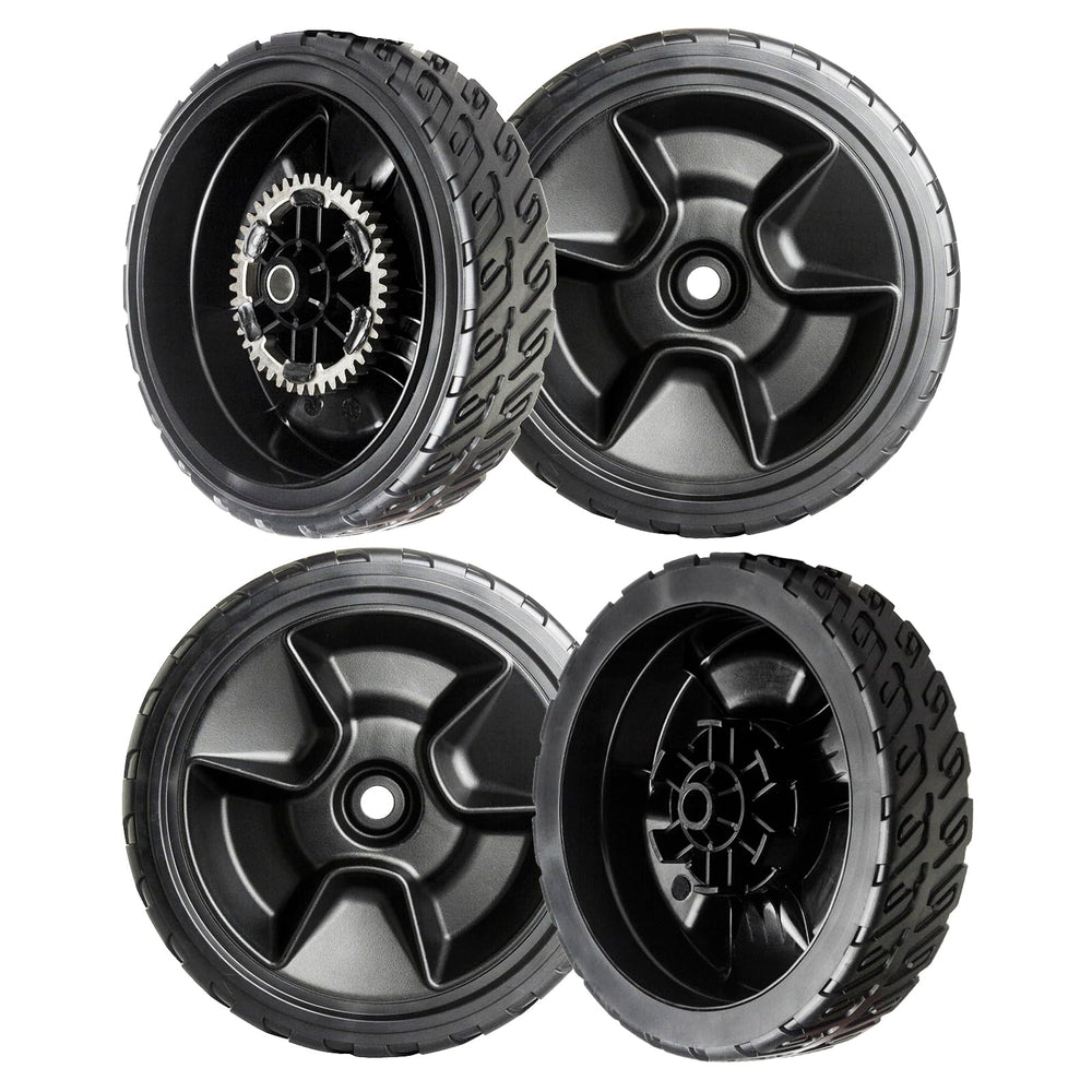 ZALANA front and rear wheels kit showing product and restoring mower mobility
