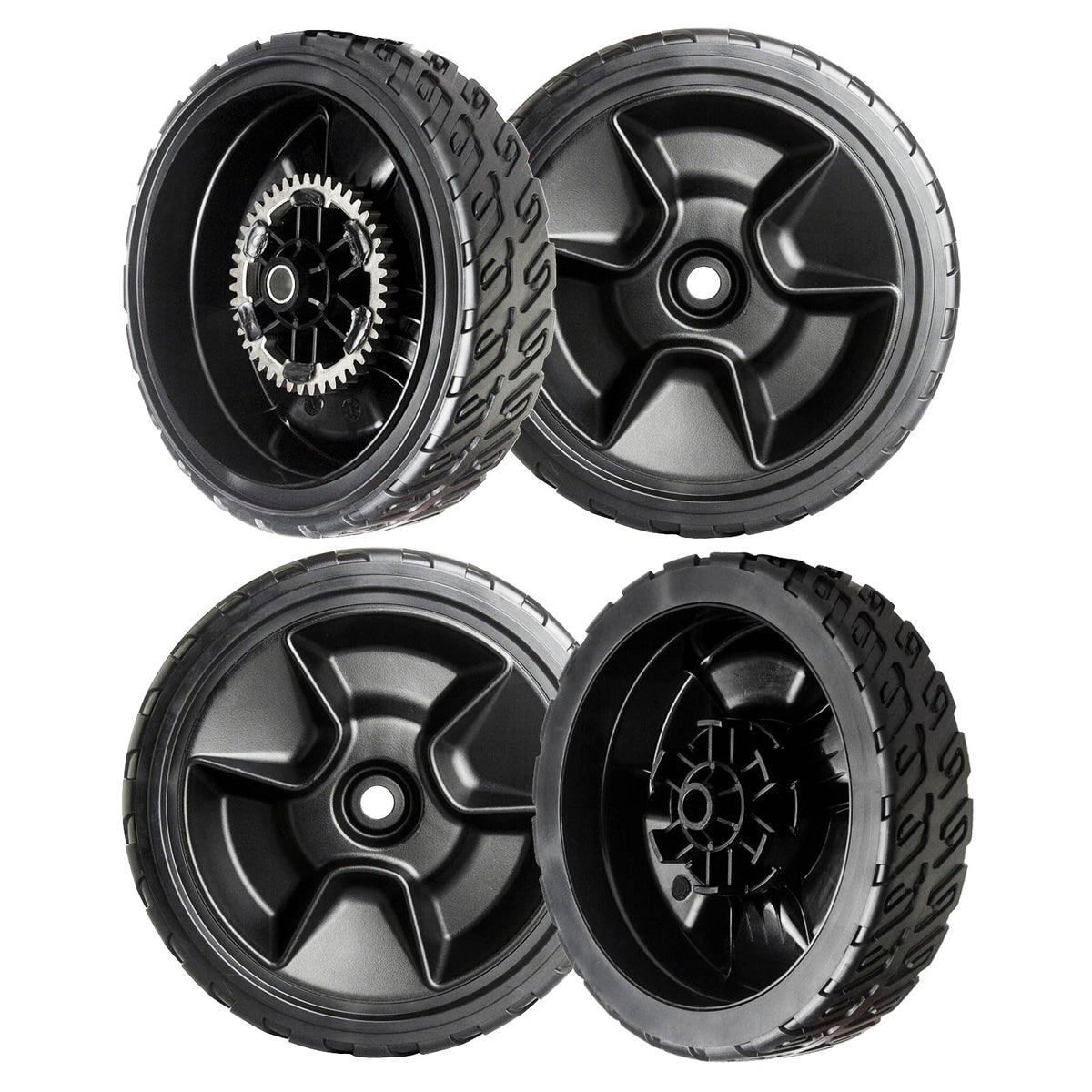 ZALANA front and rear wheels kit showing product and restoring mower mobility